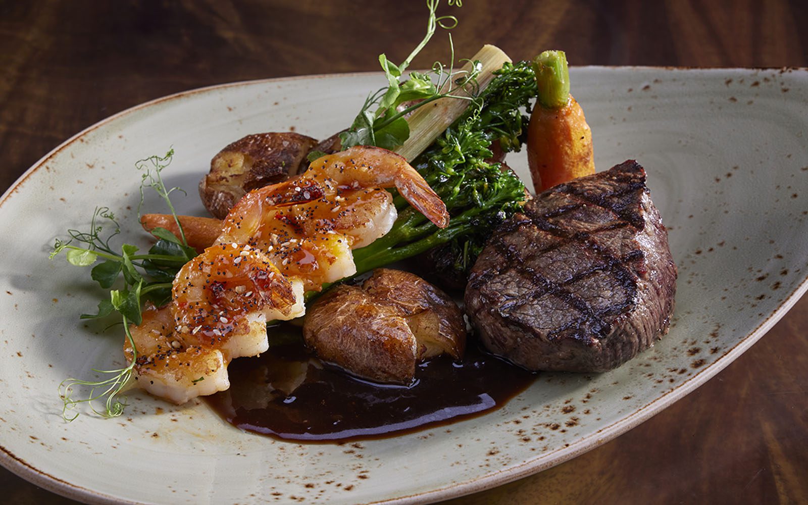 Surf and Turf at Tropics Bar & Grill