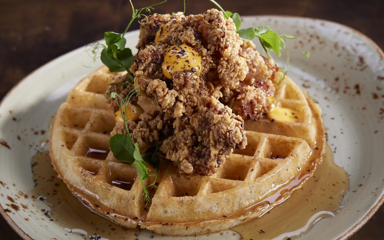 Chicken and Waffle at Tropics Bar & Grill