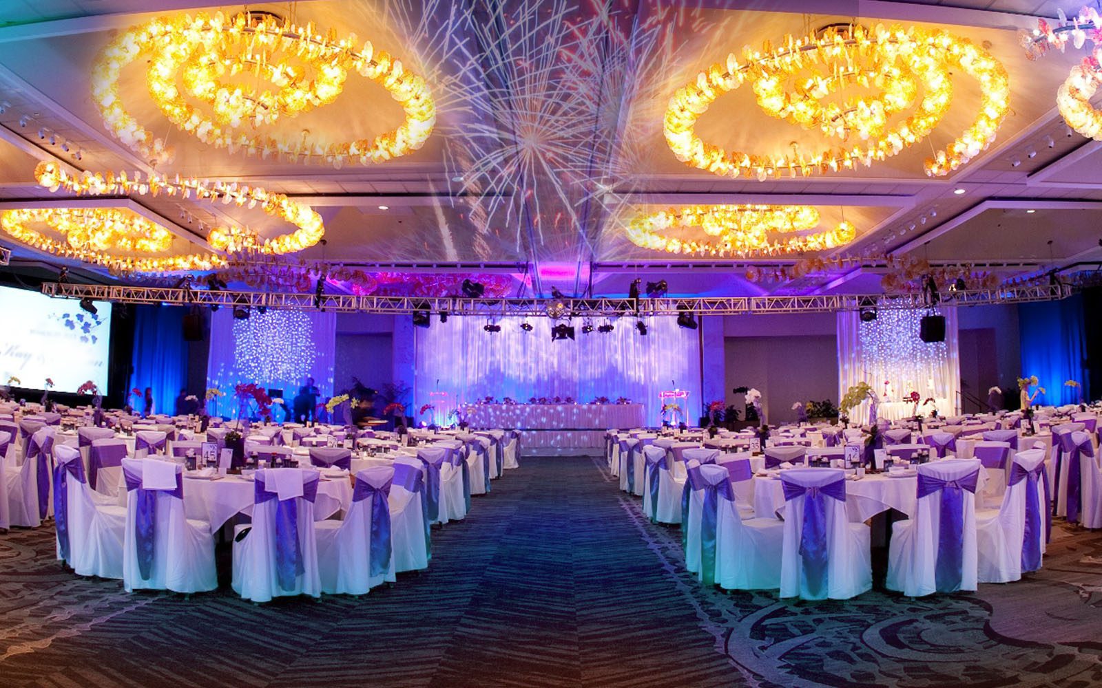 Coral Ballroom decorated for a wedding