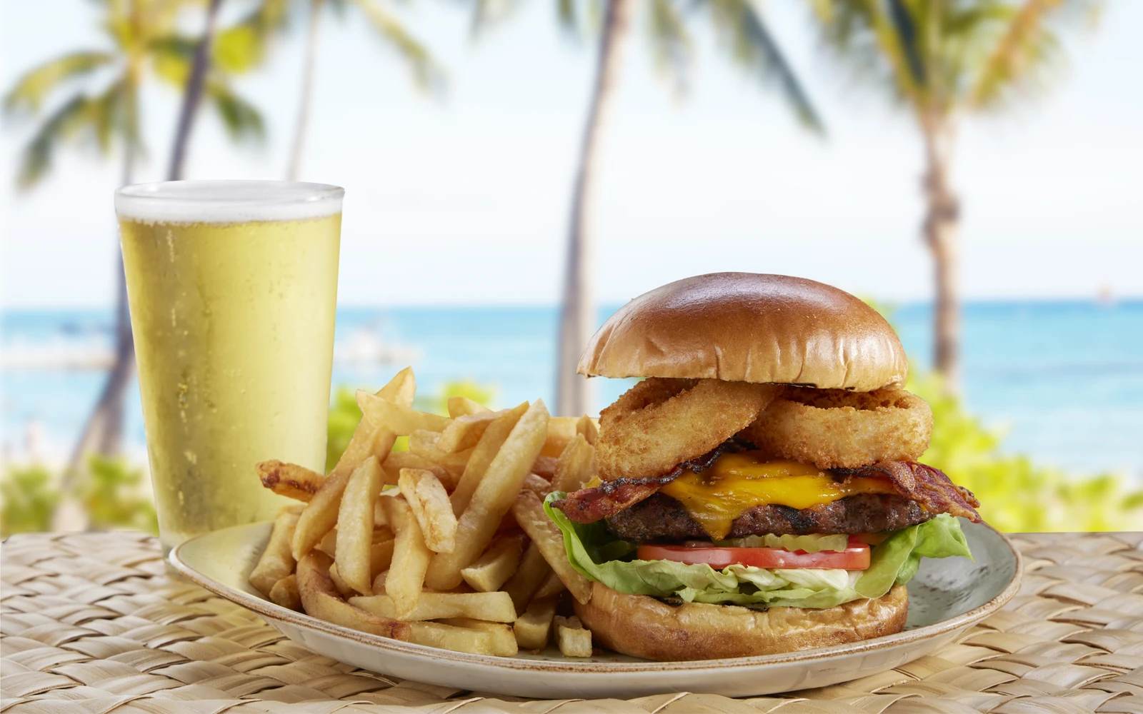 Photo of a hamburger from the Lagoon Grill at the Hilton Hawaiian Village