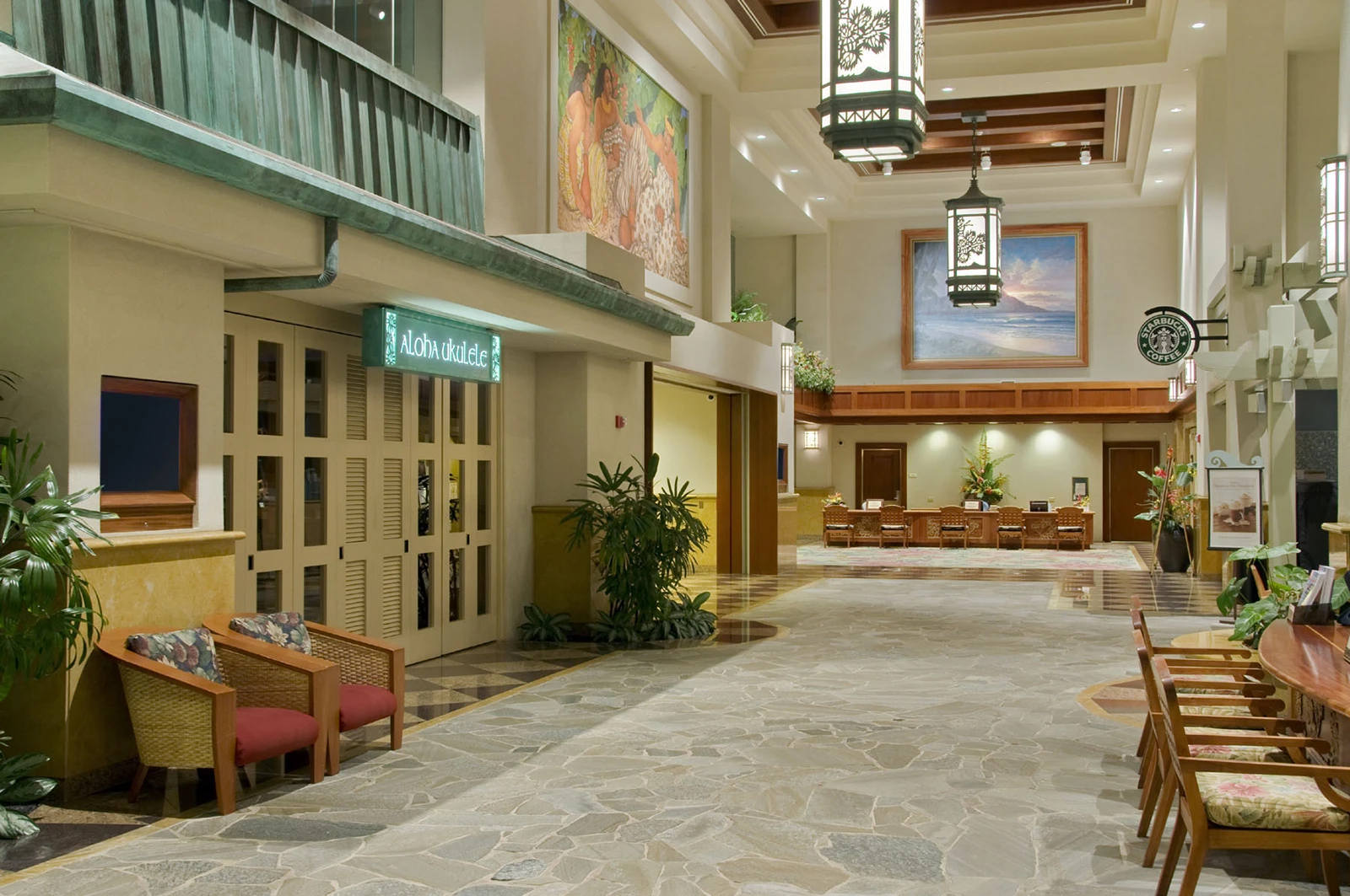 The lobby of the Kalia Tower in the Hilton Hawaiian Village