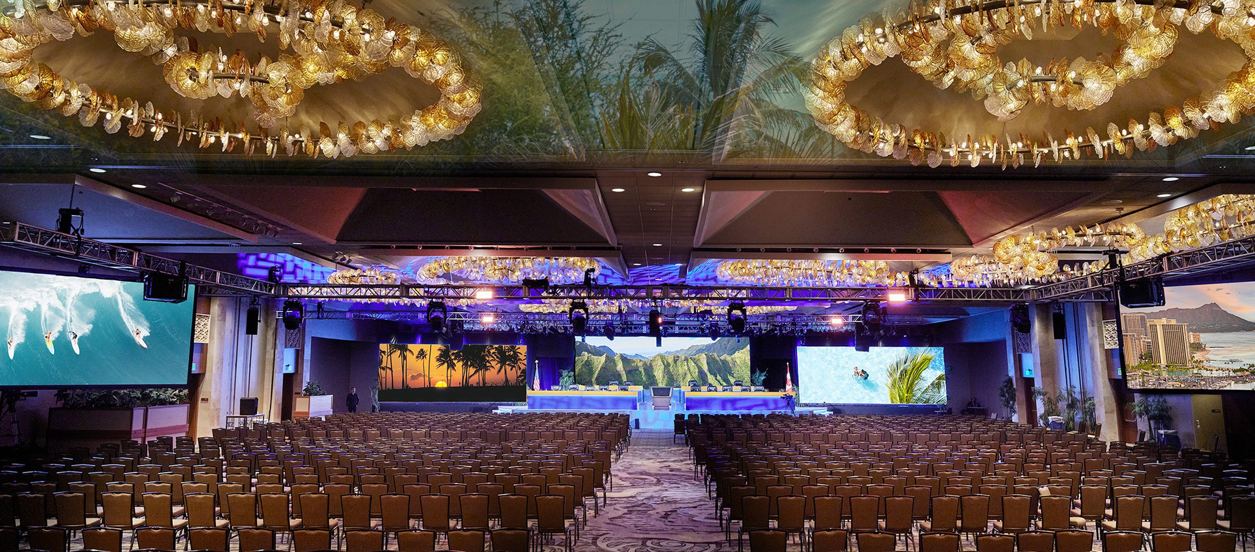 Coral Ballroom interior set up for a theater style meeting