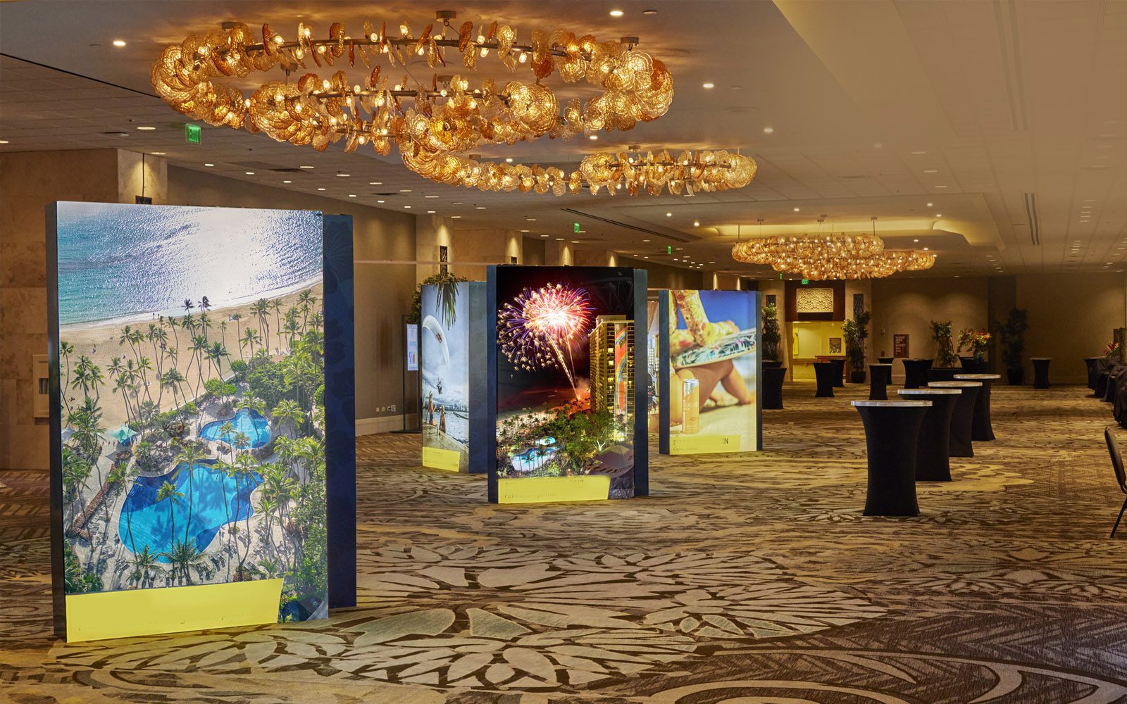 Coral Lounge outside of the Coral Ballroom. Set up with Branding posters for meetings.