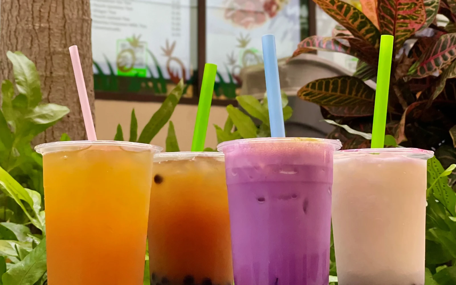 photo of boba drinks from Aloha Bowls at the Hilton Hawaiian Village