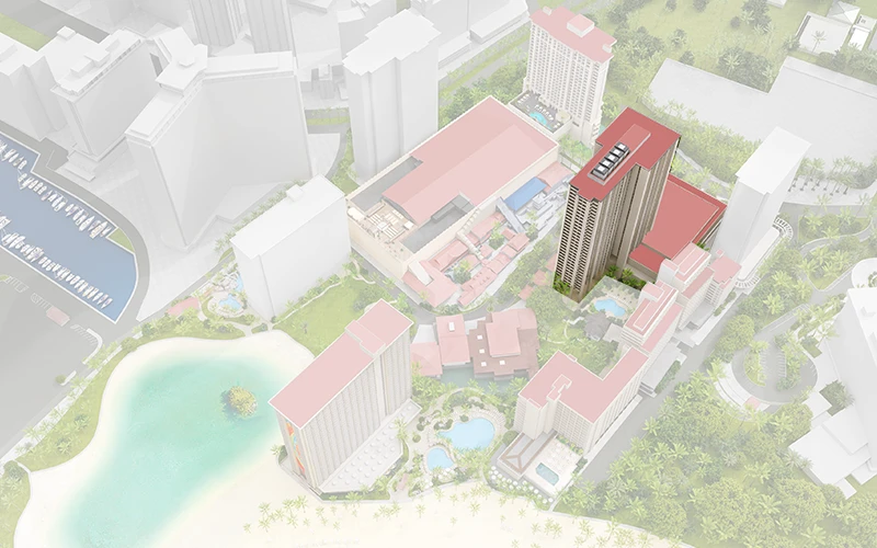 Aerial map of Tapa Tower at the Hilton Hawaiian Village