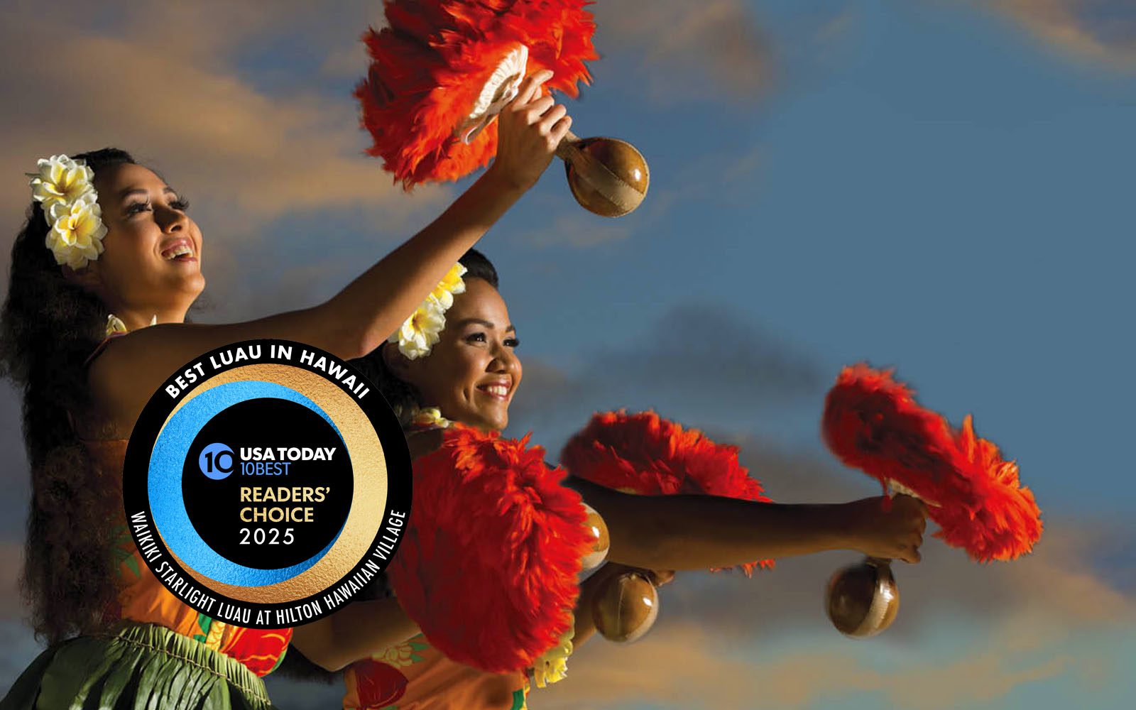 Hula girls with 10 Best Luau award